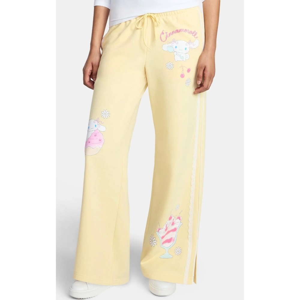 Cinnamoroll Womens Sweet Treats Graphic Fleece Sweatpants Yellow XXL Sanrio
